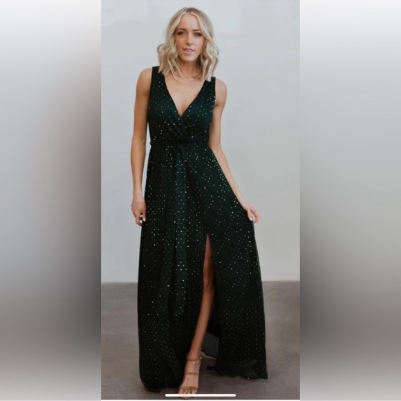 NEW Baltic Born Helen Sleeveless Sparkle Gown in Emerald Size Large - Picture 3 of 16